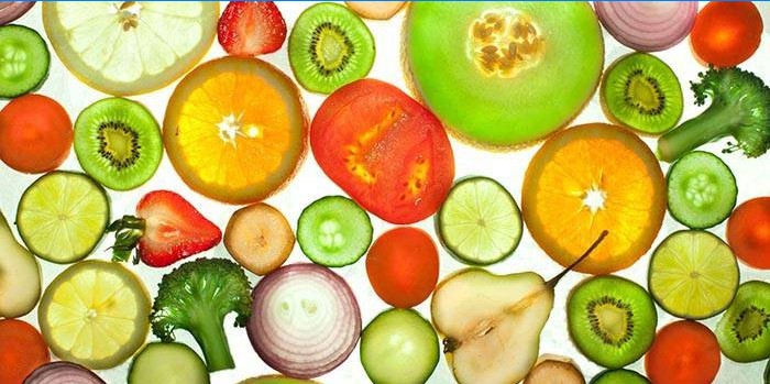 Hackade grönsaker och frukter