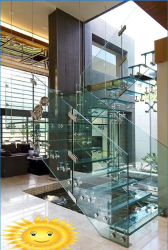 Glass trappor i det inre av huset