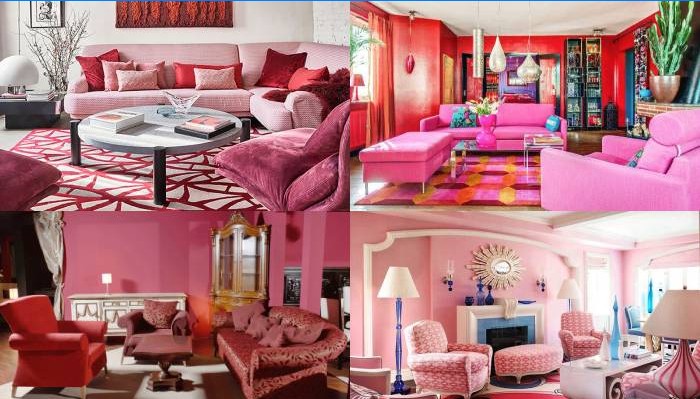 Massor av rosa färger i vardagsrummen