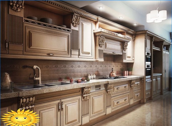 Glansiga och matta fasader i köket: fördelar och nackdelar, urvalskriterier