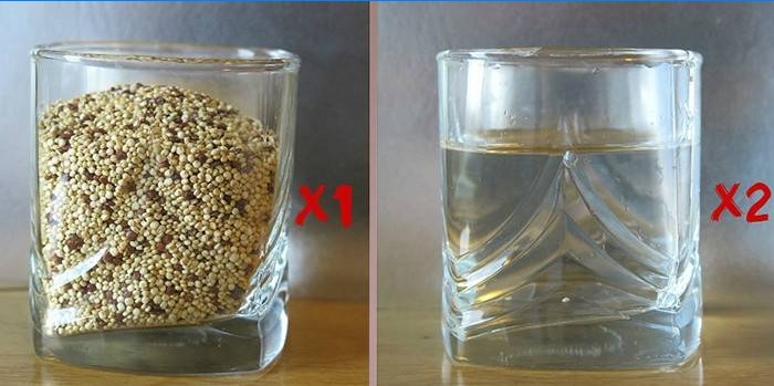Exponeringsglas med korn och vatten