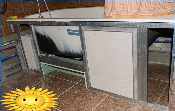 Installation av en inspektions VVS-lucka i gipsskivan under badet