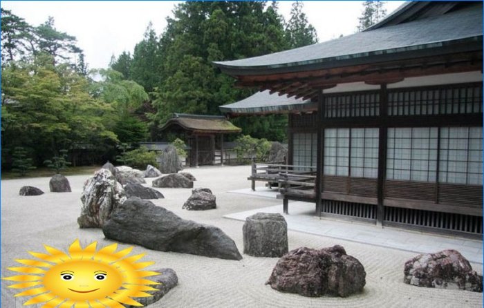 Japansk stenträdgård. Enhets-, filosofi- och stilfunktioner