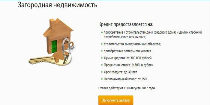 Villkor för att utfärda en inteckning för köp av förortsfastigheter i Sberbank