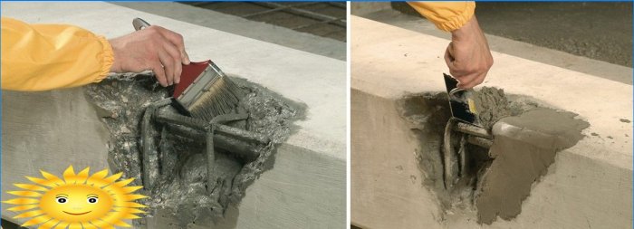 Tätning av djupa skador i betong