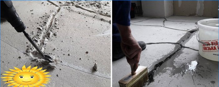 Reparera sprickor i betonggolvet