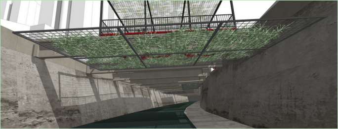 Projekt för renhållning av floden: ett tak med galler över floden